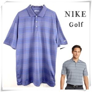 NIKE Golf Fit Dry Knitted Striped Polo Shirt in Blue